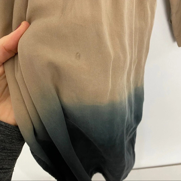 Blank NYC Dip Dyed Ombré Trench Coat Jacket Women’s Small Oversized Neutral Tan - Picture 6 of 9